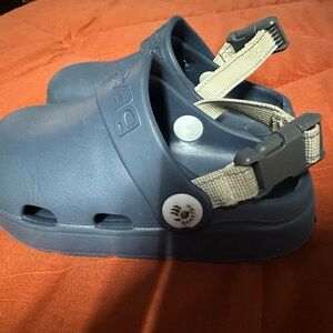 BearPaw Kids Blue Clogs with Gray Straps